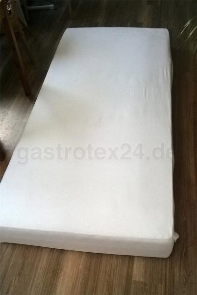 "Serie 6055" - Doppeljersey-Spannbettlaken - weiß - 90/100 x 200 cm -  bis 25 cm Höhe - Mischgewebe